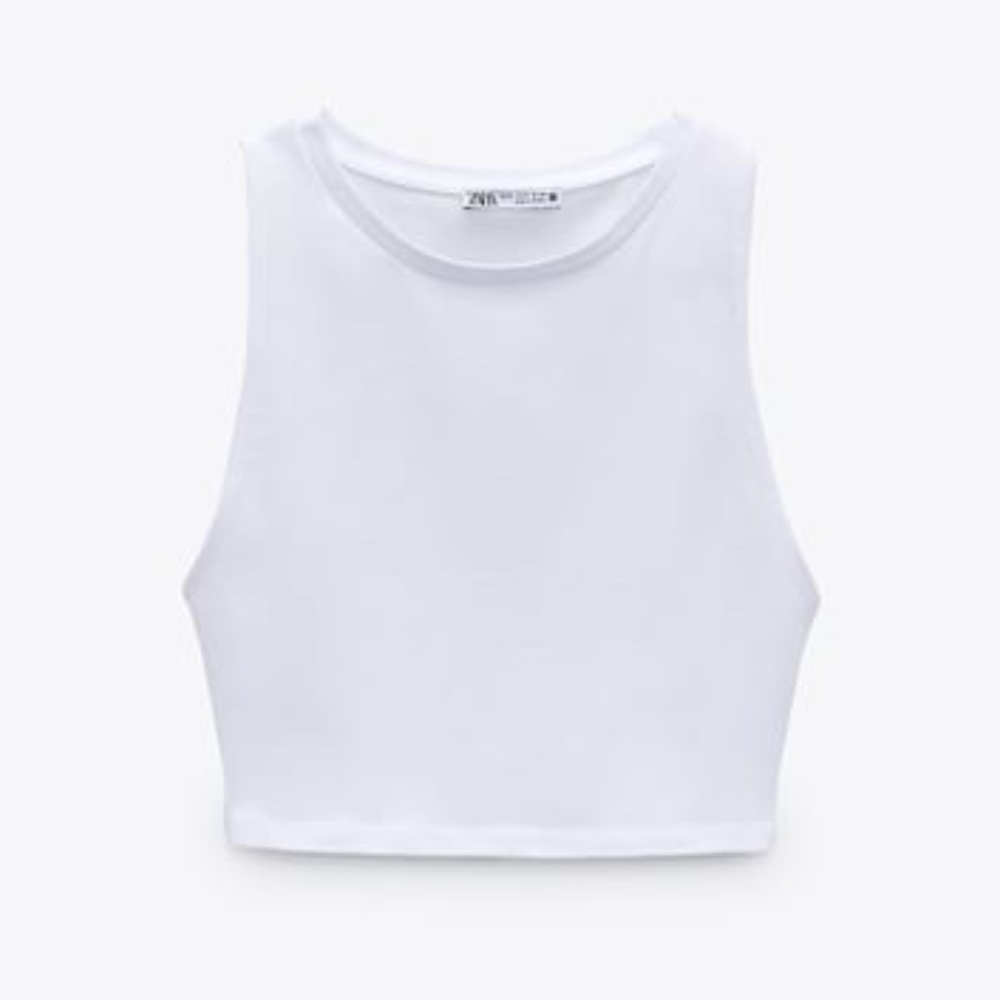 Zara White Knit Crop Halter Top
